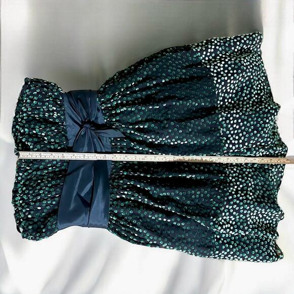 Betsey Johnson 8 Green Silk Velvet Swiss Dots Strapless Burnout Dress Vintage - Picture 10 of 15